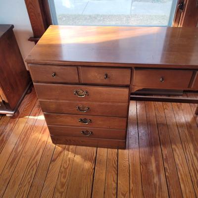 Sale Photo Thumbnail #415: Measures 48" 30.5" high and 19" deep, great shape, look at inside the drawers.
Chair is in fine shape as well