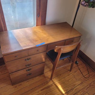 Sale Photo Thumbnail #422: Measures 48" 30.5" high and 19" deep, great shape, look at inside the drawers.
Chair is in fine shape as well