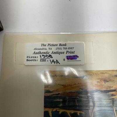 292 Decorative Forest Lamp with Deer, Antique Print of Adirondack Deer