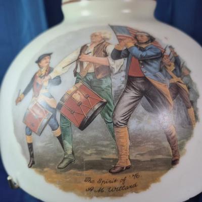 Sale Photo Thumbnail #153: 18 inches tall, Spirit of 76, by A.E. Willard
Light amber oil reservoir, silver finish base 
very good condition