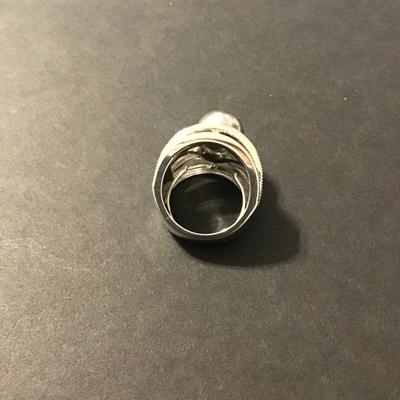 Sale Photo Thumbnail #245: Beautiful Silver Tone ring with rhinestones please see attached photos