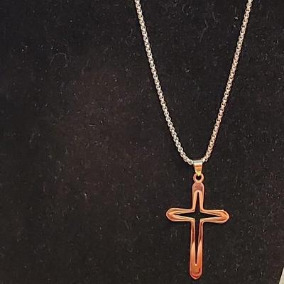 Steel Cross Necklace 30"