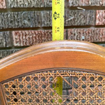 Vintage Wood & Cane Armchair w/ Mustard Velvet Cushion
