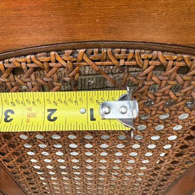 Vintage Wood & Cane Armchair w/ Mustard Velvet Cushion