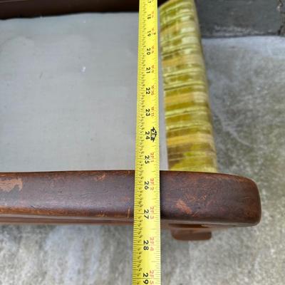 Vintage Wood & Cane Armchair w/ Mustard Velvet Cushion