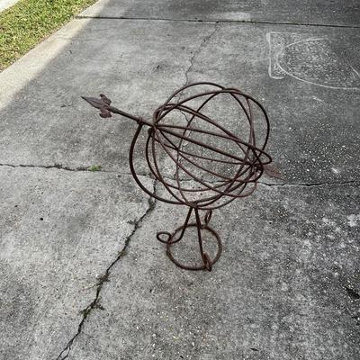 Vintage Wrought Iron Armillary Sphere Garden Sculpture / Sundial Style