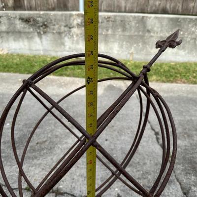 Vintage Wrought Iron Armillary Sphere Garden Sculpture / Sundial Style