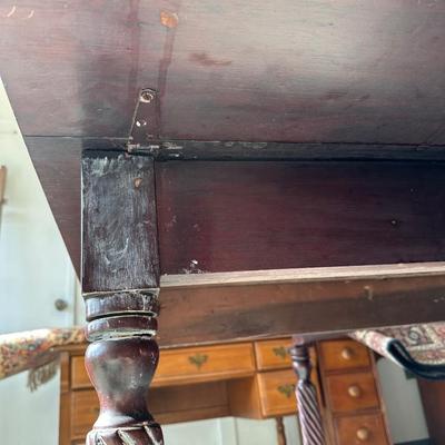 Antique Drop-Leaf Dining Table w/ Barley Twist Legs