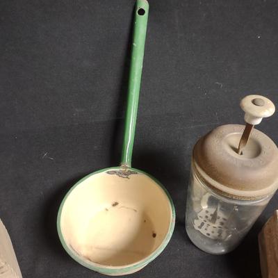 BUTTER MOLD AND OTHER VINTAGE KITCHEN ITEMS