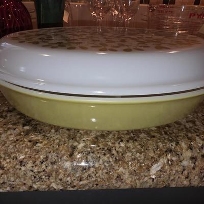 Vintage Verde Casserole Pyrex dish with lid