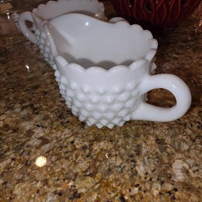 Milk Glass Cream and Sugar Set