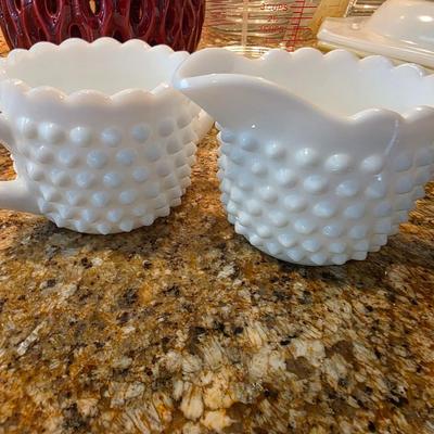 Milk Glass Cream and Sugar Set