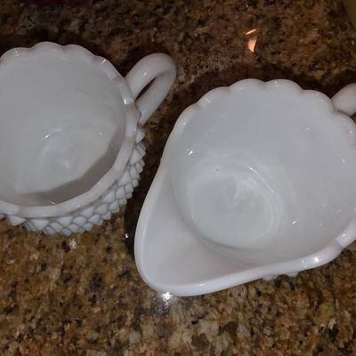 Milk Glass Cream and Sugar Set