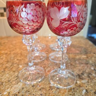 Cranberry Stem Ware set