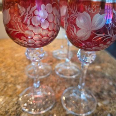Cranberry Stem Ware set