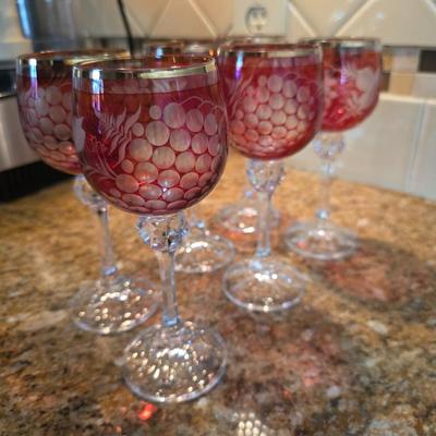 Cranberry Stem Ware set