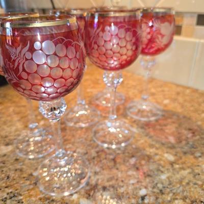 Cranberry Stem Ware set