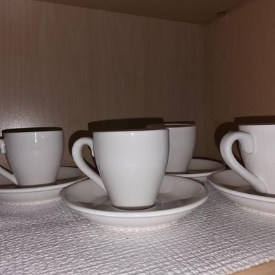 White Espresso Mug set with saucers
