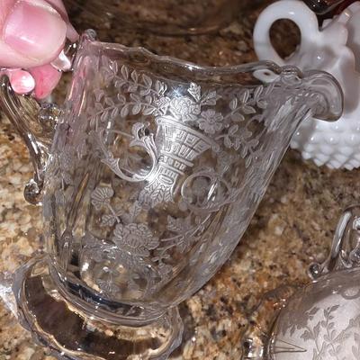 Clear Depression Glass Cream and Sugar Set