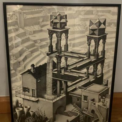 M.C. Escher – Waterfall (Waterval), 1961/1971 Authorized Vintage Offset Lithograph Edition