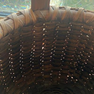 19th Century American County Large Gathering Basket 9”w x 13”h