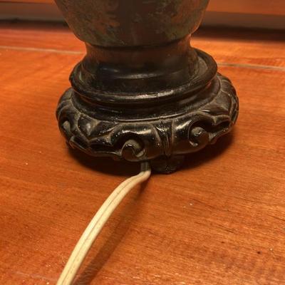 Vintage 1960s L&L Lamp Co. Asian Bronze Vessel Urn Table Lamp & Shade 20”h