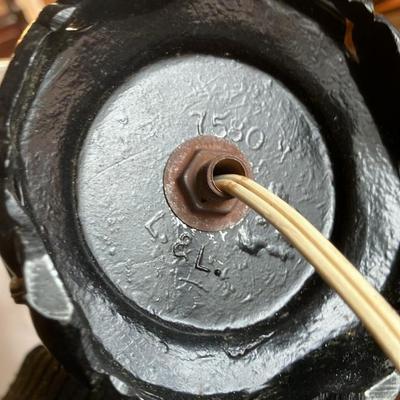 Vintage 1960s L&L Lamp Co. Asian Bronze Vessel Urn Table Lamp & Shade 20”h