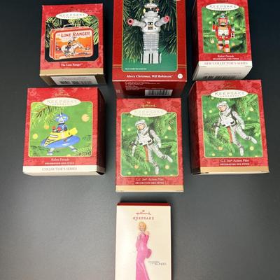 7 - New In Box Ornaments - Robots & GI Joe ++