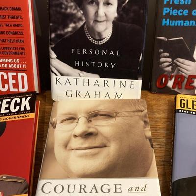 Signed Hardcover Conservative Political Memoirs Lot: Beck, O'Reilly, Rove, Graham & More