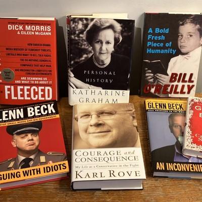 Signed Hardcover Conservative Political Memoirs Lot: Beck, O'Reilly, Rove, Graham & More