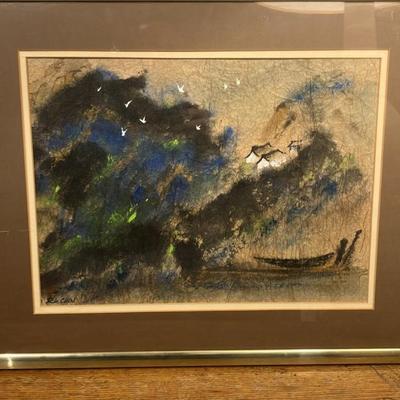Original vintage watercolor painting by Chinese-American artist Ric Chin (born 1935)