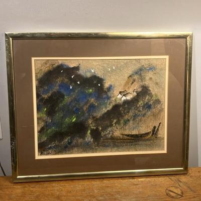 Original vintage watercolor painting by Chinese-American artist Ric Chin (born 1935)