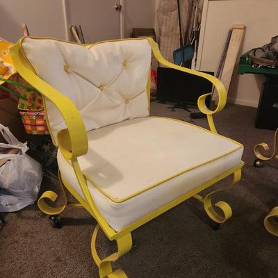 George Mulhauser for Plycraft "Sultana" armchairs with a glass-top table.