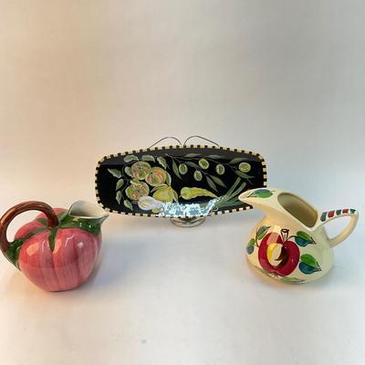 311 Lot of Ceramic Services Pieces, Water Pitchers and Serving Tray