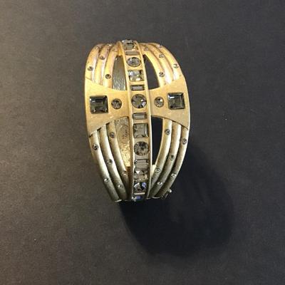 Sale Photo Thumbnail #88: Very nice Lia Sophia gold Tone hinged cuff bracelet With Crystal Accent please see attached photos