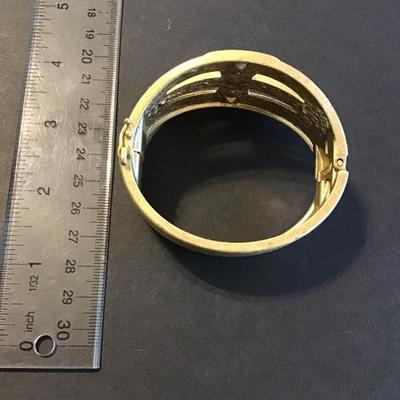 Sale Photo Thumbnail #90: Very nice Lia Sophia gold Tone hinged cuff bracelet With Crystal Accent please see attached photos