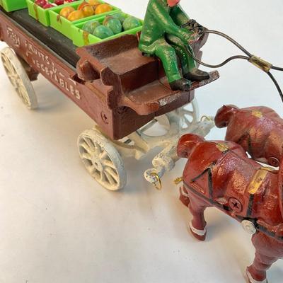 323 Cast Iron Reproduction of Fruit Truck with Horses
