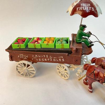323 Cast Iron Reproduction of Fruit Truck with Horses