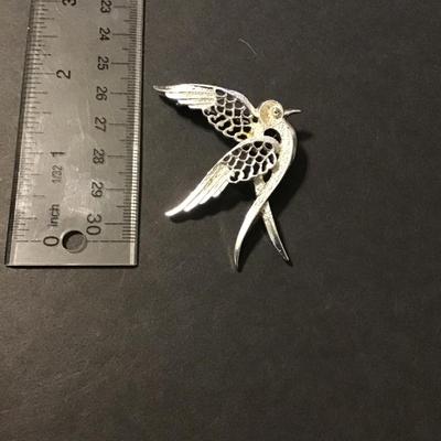 Sale Photo Thumbnail #211: Vintage Sarah Coventry Silver Tone flying swallow brooch Please see attached photos
