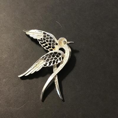 Sale Photo Thumbnail #210: Vintage Sarah Coventry Silver Tone flying swallow brooch Please see attached photos