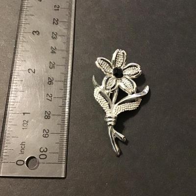 Sale Photo Thumbnail #229: Vintage Sarah Coventry flower brooch with black Rhinestone Please see attached photos