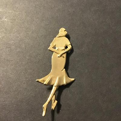 Sale Photo Thumbnail #238: Vintage Gold Tone figural brooch 
Please see attached photos