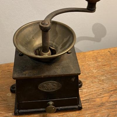 Antique Kenrick & Sons Cast Iron & Brass Coffee Grinder - Early 1900s England - Complete & Working