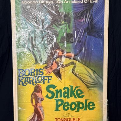 Vintage Movie Poster c1970: Boris Karloff - Snake People