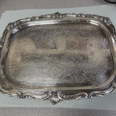 Sale Photo Thumbnail #179: Silver on Copper, with makers mark - Crown with BSC 
5 piece tea set with teapot, coffee pot, sugar, creamer, footed butler's tray 
Retails $150 to $400