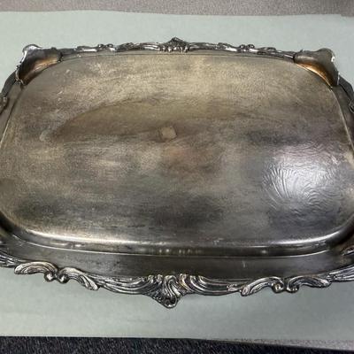 Sale Photo Thumbnail #180: Silver on Copper, with makers mark - Crown with BSC 
5 piece tea set with teapot, coffee pot, sugar, creamer, footed butler's tray 
Retails $150 to $400