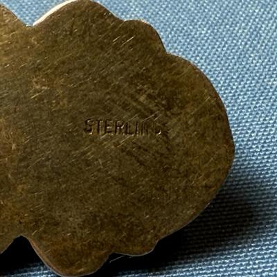 NATIVE AMERICAN STERLING SILVER TURQUOISE/BEAR PENDANT PREOWNED FROM AN ESTATE AS PICTURED.