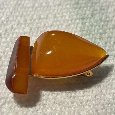 Vintage Baltic Amber Sail Ship Boat Pin in VG Preowned Condition as Pictured.