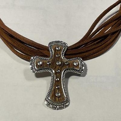 DTR Jay King New Never Worn Condition Exquisite Heavy Sterling Silver Cross Necklace Adjustable Size 17-20" Long on Suede Multi...