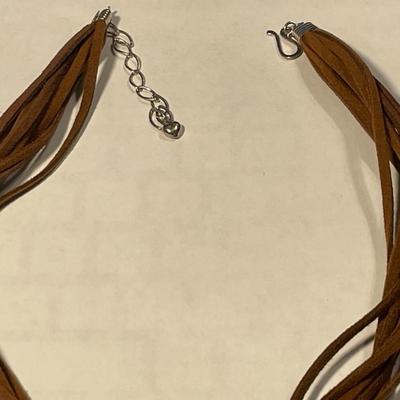 DTR Jay King New Never Worn Condition Exquisite Heavy Sterling Silver Cross Necklace Adjustable Size 17-20" Long on Suede Multi...